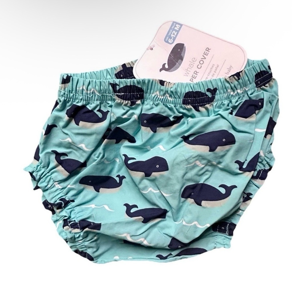 NWT Pottery Barn Kids Blue Whale Diaper Cover Size 6-12 Months